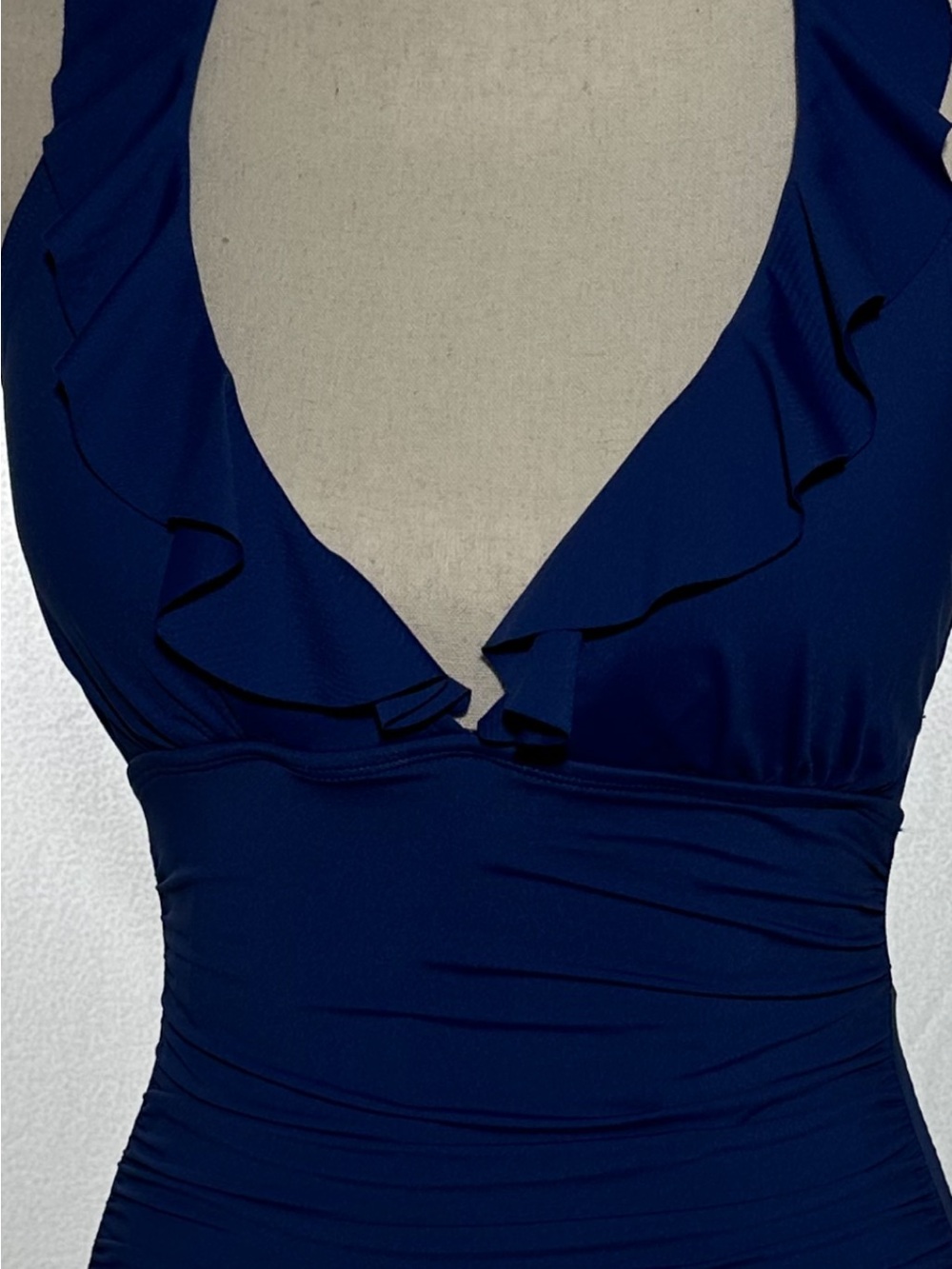 Ralph Lauren Deep Navy Ruffle-Trim One-Piece Swimsuit